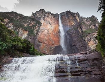 A close-up picture of Angel Falls waterfall