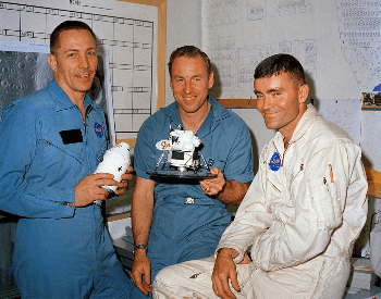 A picture of the Apollo 13 crew a day before the launch