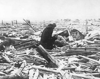 A picture of the damage in De Soto, Illinois caued by the the Tri-State Tornado