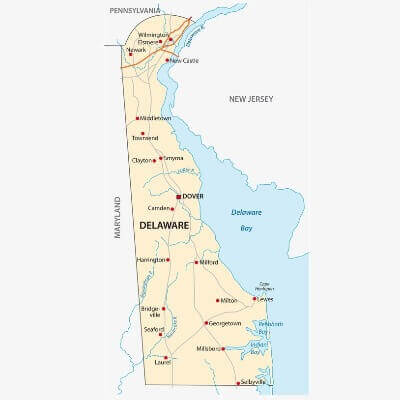 A Map of the U.S. state Delaware