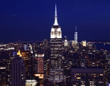 A picture of the Empire State Building at night
