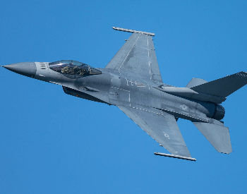 A picture of a military F-16 Fighting Falcon jet