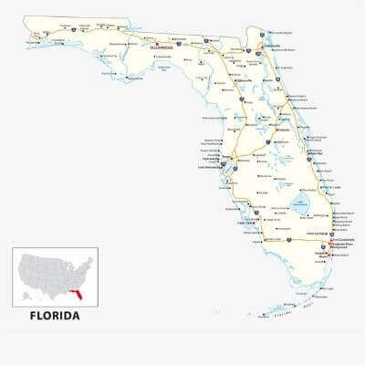A Map of the U.S. state Florida