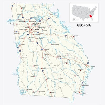 A Map of the U.S. state Georgia