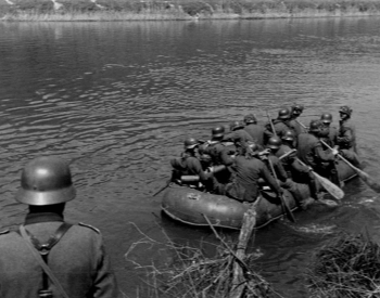 A picture of German soliders crossing the Meuse River