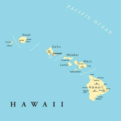 A Map of the U.S. state Hawaii