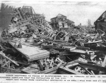 Destroyed houses in Murphysboro, Illinois by the Tri-State Tornado