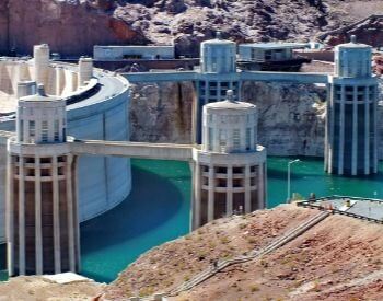 A picture of the Hoover Dam's penstock towers