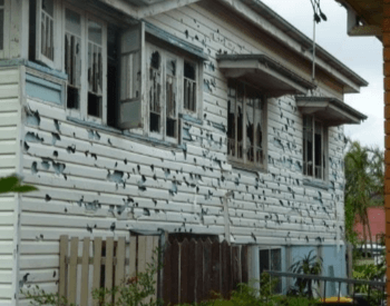 A house damaged by hail