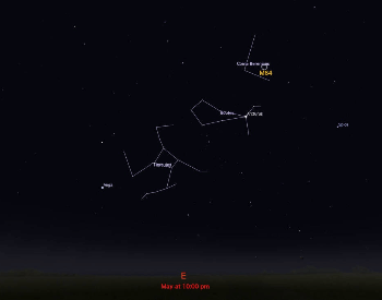 A star chart showing where to fo find M64 in mid-northern latitudes in May