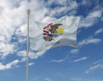 A picture of the flag for the U.S. state of Illinois