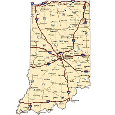 A Map of the U.S. state Indiana