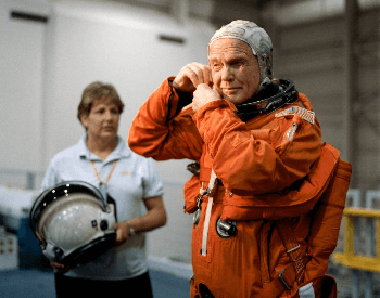 A photo of John Glenn training for the STS-95 Space Shuttle mission