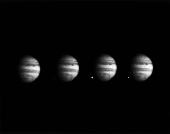 A timelapse photo of Jupiter being struck by Shoemaker-Levy 9 on 7-22-1994.