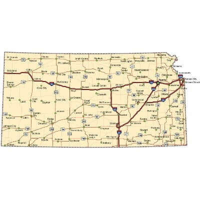 A Map of the U.S. state Kansas
