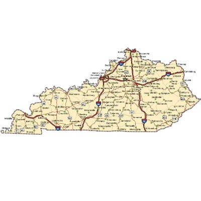 A Map of the U.S. state Kentucky