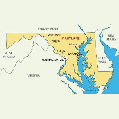 A Map of the U.S. state Maryland