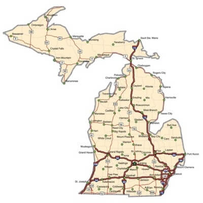 A Map of the U.S. state Michigan