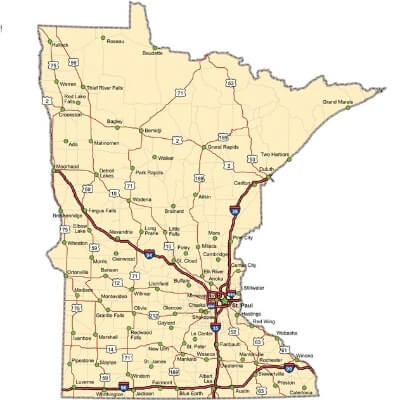 A Map of the U.S. state Minnesota