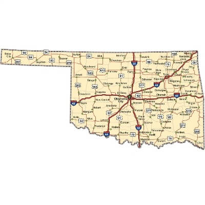 A Map of the U.S. state Oklahoma