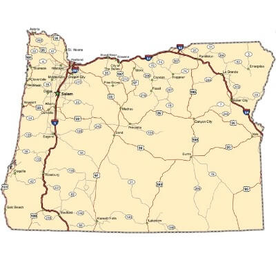 A Map of the U.S. state Oregon