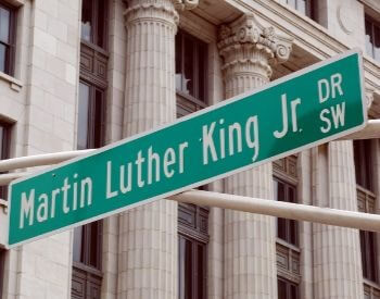 A picture of a street sign for a street named after Martin Luther King Jr