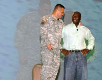 A picture of Michael Jordan with the National Guard