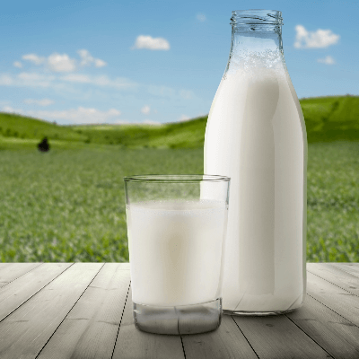 A Picture of a Bottle and Glass of Milk