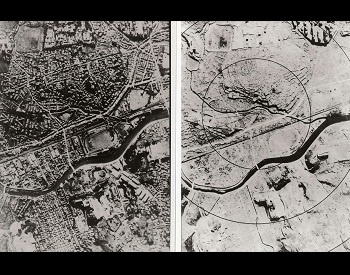 A picture of Nagasaki, showing before and after the second nuclear weapon used in war on 7/9/1945