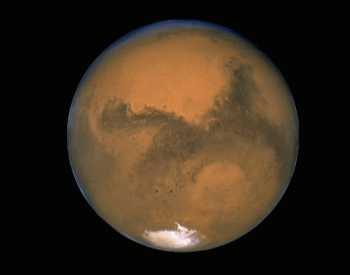 A picture of mars from the NASA Hubble Space Telescope.