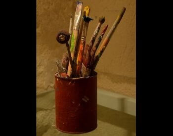 A picture of paint brushes used by Vincent Van Gogh