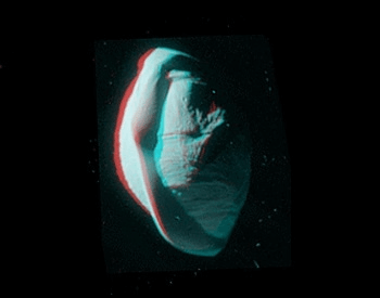 A anaglyph photo (stereoscopic) of the moon Pan