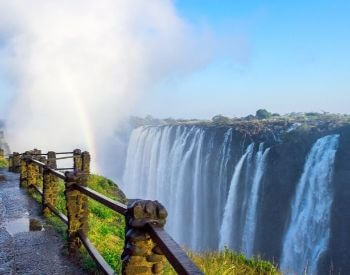 A picture of a path along Victoria Falls waterfall