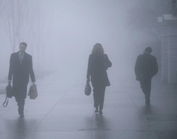 Multiple People Walking in Fog