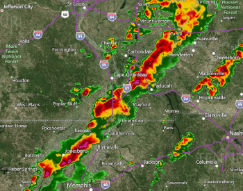 Dopplar Radar of a Squall Line Thunderstorm