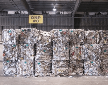 A picture of paper bales that will be recycled