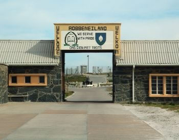 A picture of Robben Island Prison where Nelson Mandela was held for 18 years