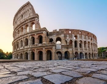 A picture of the Roman Colosseum from the street