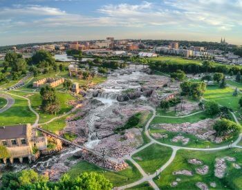 A picture of Sioux Falls, the most populated city in South Dakota