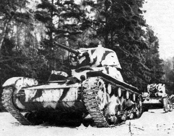 A picture of Soviet T-26 tanks moving to the front lines