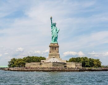 A picture of the Statue of Liberty on Liberty Island