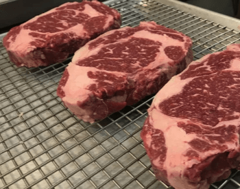 A picture of steak, a food with a good source of protein