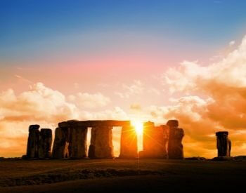 A picture of Stonehenge at sunset