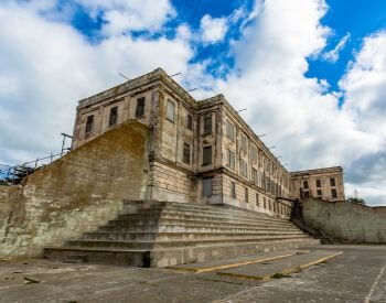 A picture of a cellhouse building on Alcatraz Island