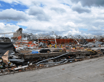 The collapsed Home Depot, which killed 6 people, after the 2011 Joplin Tornado