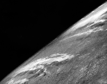 A picture of the planet Earth taken on October 24th, 1946. First photograph of Earth from space