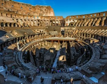 A picture of the inside of the Roman Colosseum