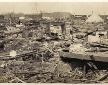 A picture of the damage in Griffin, Indiana caued by the the Tri-State Tornado