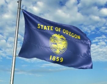 A picture of the flag of the U.S. state of Oregon