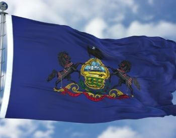 A picture of the flag of the U.S. state of Pennsylvania